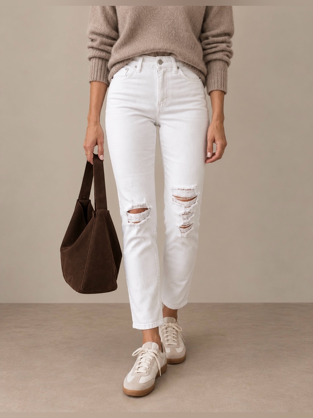 AGOLDE Sophie Crop High Rise Distressed White Jeans - Size 27